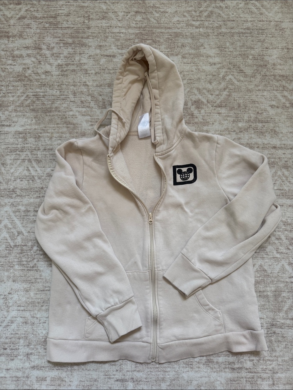 Disney Parks Walt Disney World Sequin Mickey Mouse Zip Up Hoodie Jacket Cream
